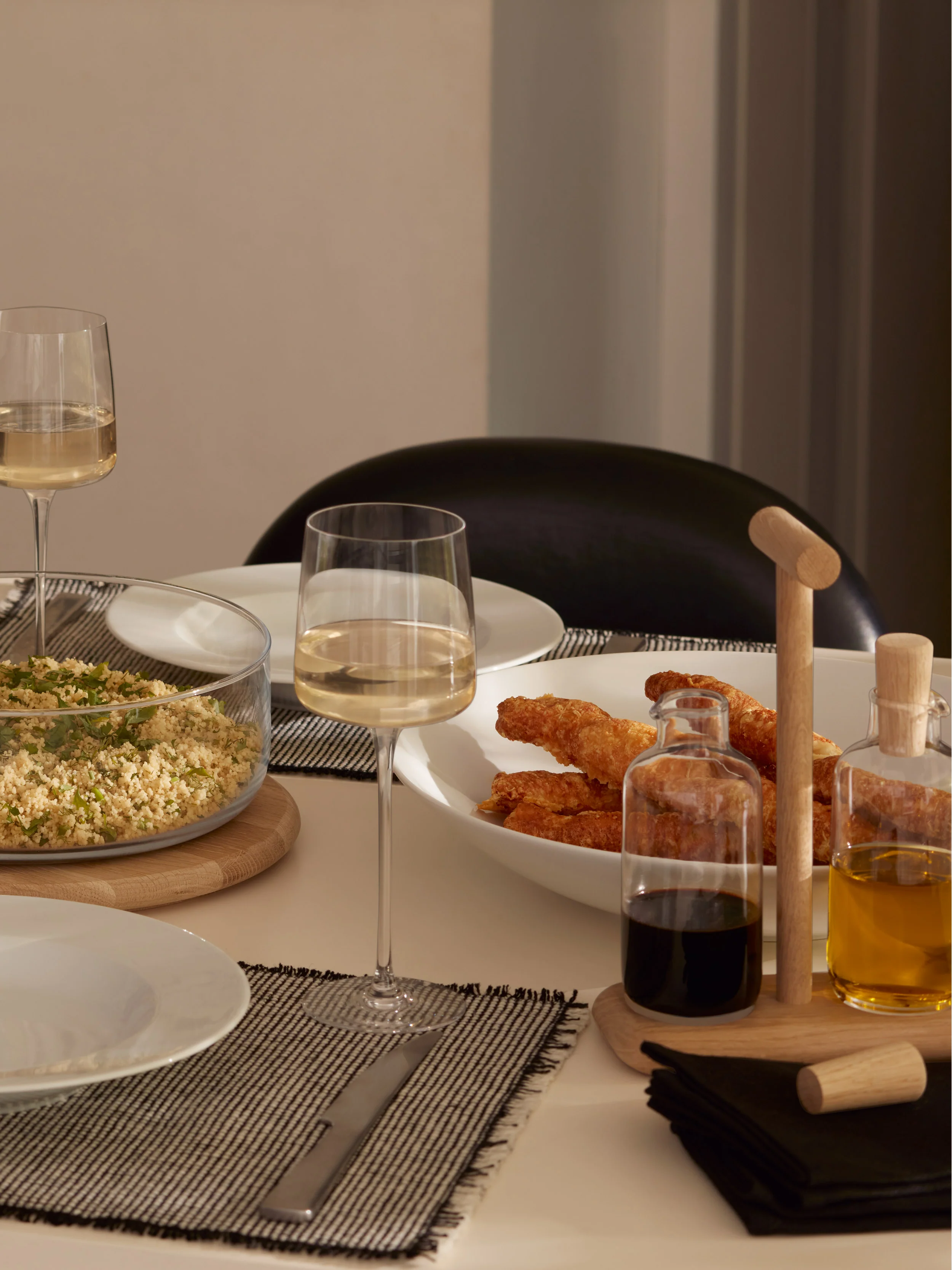 Oil & Vinegar Set & Oak Stand - Image 2